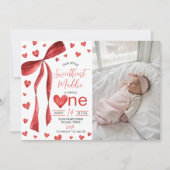 Sweetheart 1st Birthday Photo Invite Kaart (Voorkant)
