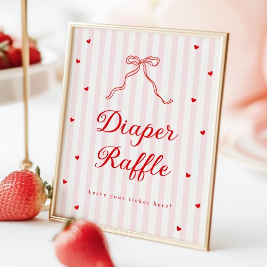 Sweetheart Baby Shower Diaper Raffle Sign Poster
