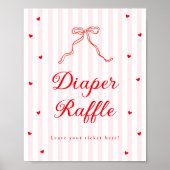 Sweetheart Baby Shower Diaper Raffle Sign Poster (Voorkant)