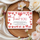Sweetheart Baby Shower Thank You Card Informatiekaartje<br><div class="desc">A sweetheart-themed thank you card designed for a baby shower celebration. Featuring red hearts and bows with elegant typography, this printable card is perfect for thanking guests for their love, support, and gifts. Ideal for heart-themed or Valentine-inspired baby showers, it works beautifully as a keepsake or a printable thank you...</div>