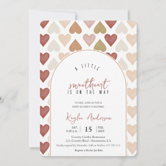 SWEETHEART Baby shower Valentijnse  uitnodiging (Voorkant)