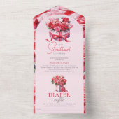 Sweetheart Bloemenboog Baby shower Luier Raffle All In One Uitnodiging (Binnen)