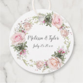 Sweetheart Blush Krans Ronde Bruiloft | Bedankjes Labels (Achterkant)