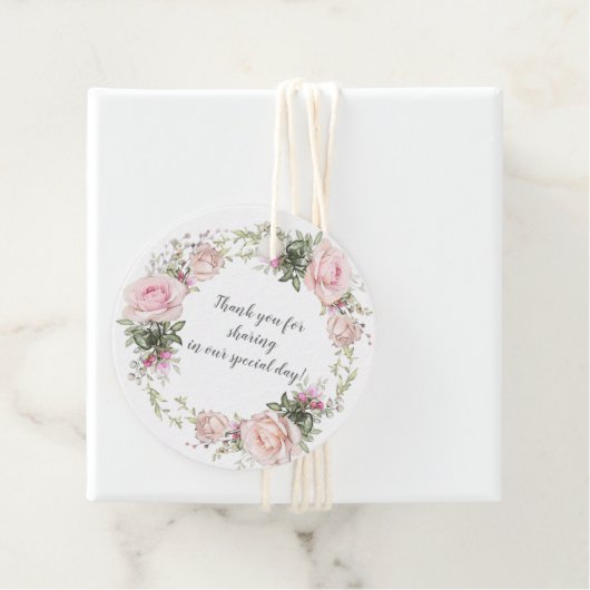 Sweetheart Blush Krans Ronde Bruiloft | Bedankjes Labels (In situ)