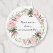 Sweetheart Blush Krans Ronde Bruiloft | Bedankjes Labels (Voorkant)