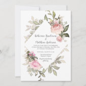 Sweetheart Blush Pink Roses Diamond Shape Lijst Kaart (Voorkant)