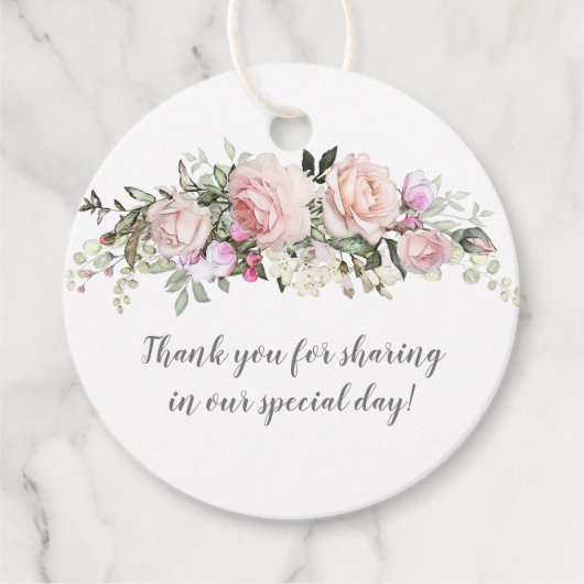 Sweetheart Blush Ronde Bruiloft | Bedankjes Labels (Voorkant)