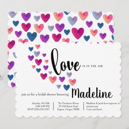 Sweetheart bruids douche uitnodiging (Voorkant / Achterkant)