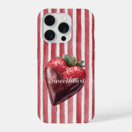 Sweetheart Chocolate Strawberry Red White Stripes  iPhone Hoesje (Achterkant)