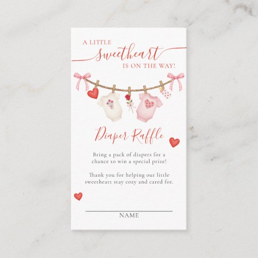 Sweetheart Clothesline Diaper Raffle  Informatiekaartje (Voorkant)