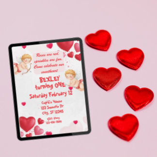 Sweetheart & Cupids 1st Birthday Kaart