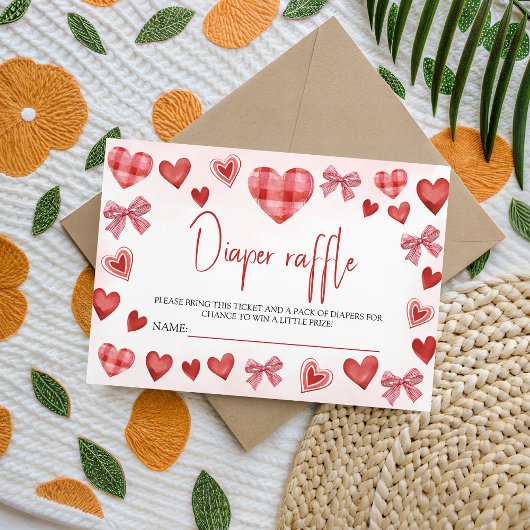 Sweetheart Diaper Raffle Baby Shower Ticket Informatiekaartje