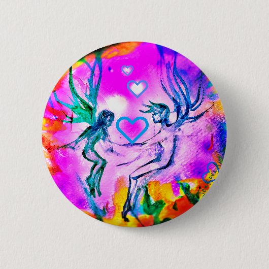 SWEETHEART FAERIES PINK PIN RONDE BUTTON 5,7 CM (Voorkant)