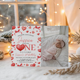 Sweetheart First Birthday Photo Invite Kaart