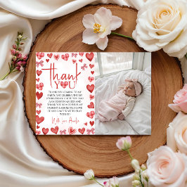 Sweetheart First Birthday Photo Thank You Card Kaart
