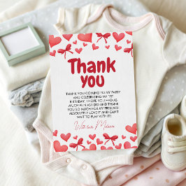 Sweetheart First Birthday Thank You Card Kaart