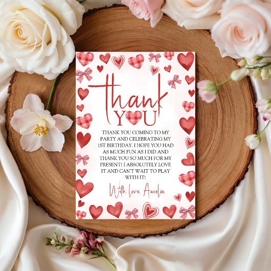 Sweetheart First Birthday Thank You Card Kaart