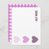 Sweetheart Gingham: Op maat gemaakt babymeisje bri Bedankkaart (Voorkant / Achterkant)