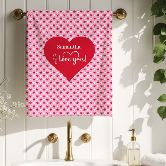 Sweetheart Hearts Personalized Valentine Bath Towe Bad Handdoek