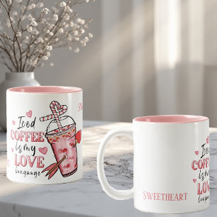 Sweetheart Iced Coffee is Mijn Liefde Funky Op Maa Tweekleurige Koffiemok