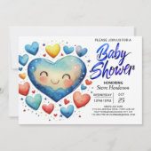 Sweetheart Little Hearts Elegant Boy Baby shower Kaart (Voorkant)