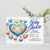 Sweetheart Little Hearts Elegant Boy Baby shower Kaart (Staand voorkant)