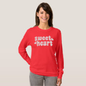 SweetHeart Modern Red Women's Valentijnsdag T-shirt (Voorkant volledig)