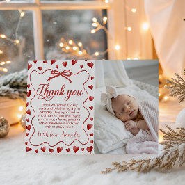 Sweetheart Photo Thank You Card First Birthday Kaart