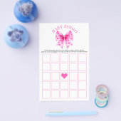 Sweetheart pink bow baby girl shower Bingo game Flyer (Enkel)