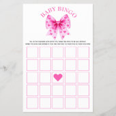 Sweetheart pink bow baby shower Bingo game Flyer (Voorkant)