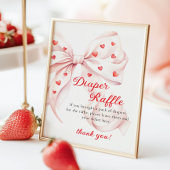Sweetheart Pink Bow Diaper Raffle Table Sign Poster