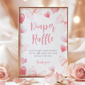 Sweetheart Pink Bow Diaper Raffle Table Sign Poster
