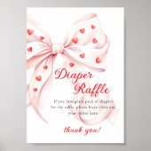 Sweetheart Pink Bow Diaper Raffle Table Sign Poster (Voorkant)