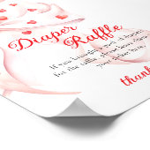 Sweetheart Pink Bow Diaper Raffle Table Sign Poster (Hoek)