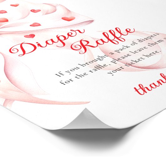 Sweetheart Pink Bow Diaper Raffle Table Sign Poster (Hoek)