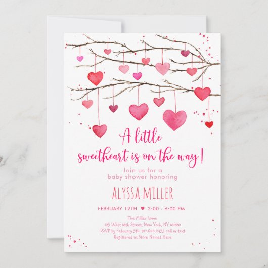 Sweetheart Pink Red Hearts Baby shower Kaart (Voorkant)