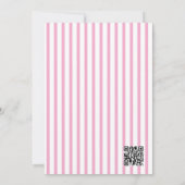 Sweetheart Pink Stripe First Birthday QR Code Kaart (Achterkant)