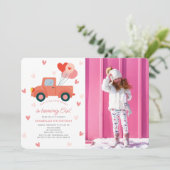 Sweetheart Pink Truck Photo Girl Birthday Kaart (Staand voorkant)