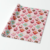 Sweetheart Pink Valentine Cadeaupapier (Uitgerold)