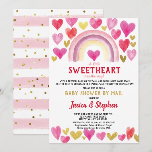 Sweetheart Rainbow Baby shower per post Waterverf Kaart (Voorkant / Achterkant)