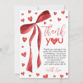 Sweetheart Red Bow Thank You Card Kaart (Voorkant)