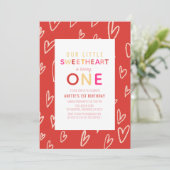 Sweetheart Red Hearts Valentijnsdag 1e Verjaardag Kaart (Staand voorkant)