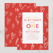 Sweetheart Red Hearts Valentijnsdag 1e Verjaardag Kaart (Voorkant / Achterkant)