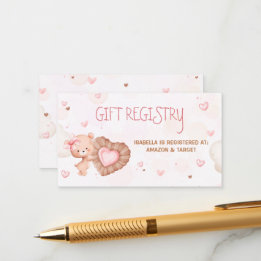 Sweetheart Roze Baby shower Gift Registry Kaart