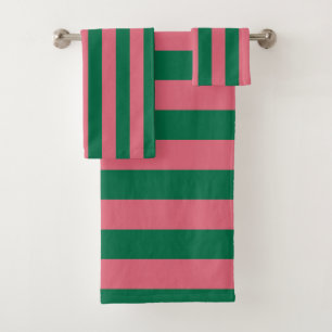 Sweetheart Roze Inmaakgroen Streep Bad Handdoek