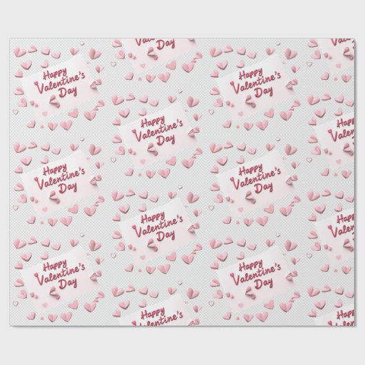 Sweetheart Scatter: Coral and Pastel Pink Hearts Cadeaupapier (Vlak)