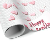 Sweetheart Scatter: Coral and Pastel Pink Hearts Cadeaupapier (Rol Hoek)