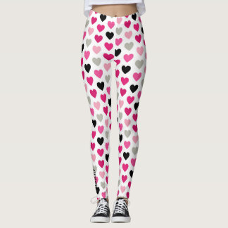 Sweetheart Scribbles: Roze en Zwarte Hartlegging Leggings