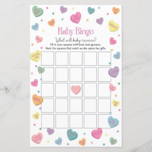 Sweetheart Snoep Baby Bingo Baby shower Spel