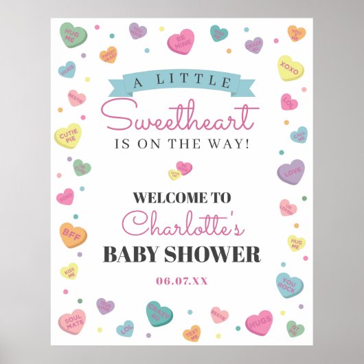 Sweetheart Snoep Baby shower Welkomstbord Poster (Voorkant)